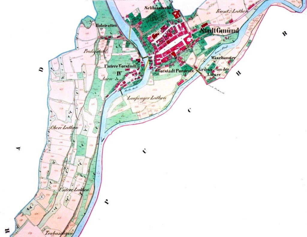 Katasterkarte von Gmünd mit Vorstädten